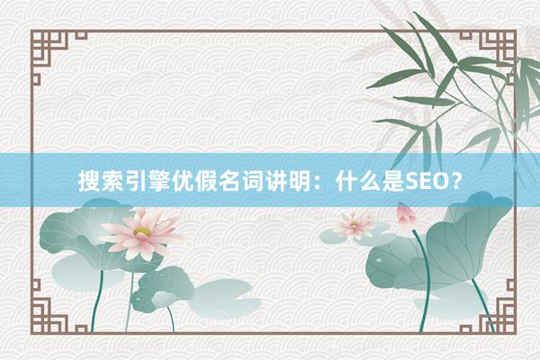 搜索引擎优假名词讲明：什么是SEO？
